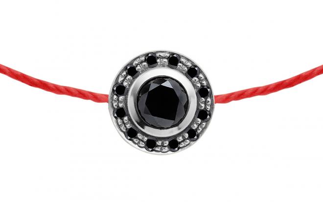 Redline ジュエリー Illusion Colored String Black Heart のブレスレットのスレッドブラックゴールドダイヤモンド  - Redline