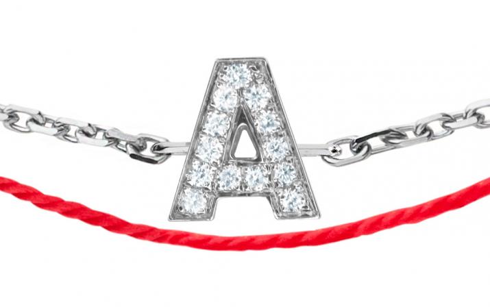 アルファベットモチーフにゴールドとダイヤモンドのジュエリー