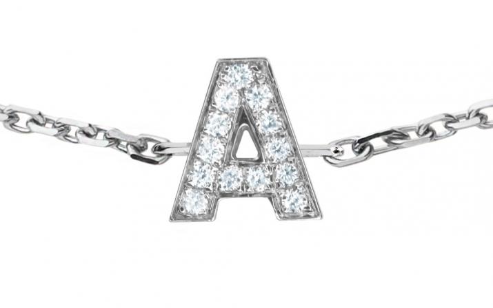 アルファベットモチーフにゴールドとダイヤモンドのジュエリー