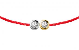 レッドライン 18K ダイヤモンド ブレスレット　クリップ ブレスレットの女性、男性、子供、パールゴールドとワイヤー