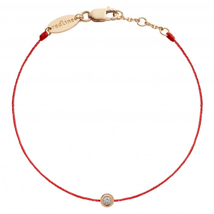 String Bracelet For Women with 0.05ct Round Diamond in Rose Gold Bezel Setting - Redline - 0++