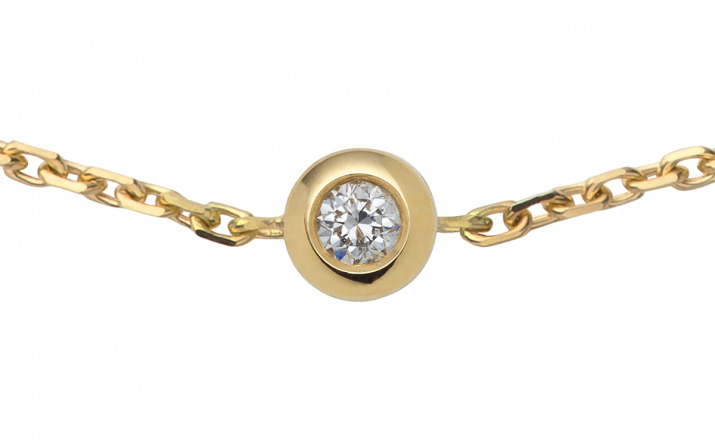 Chain bracelet with 0.05ct diamond in yellow gold bezel setting - Redline - 0++