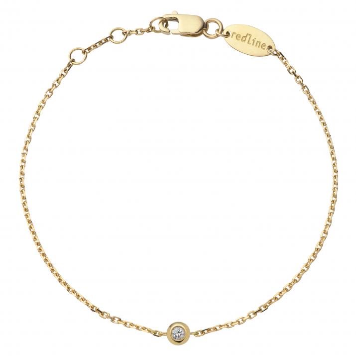 Chain bracelet with 0.05ct diamond in yellow gold bezel setting - Redline - 0++