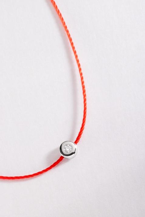 String bracelet with 0.02ct diamond in white gold bezel setting - Redline - 0++