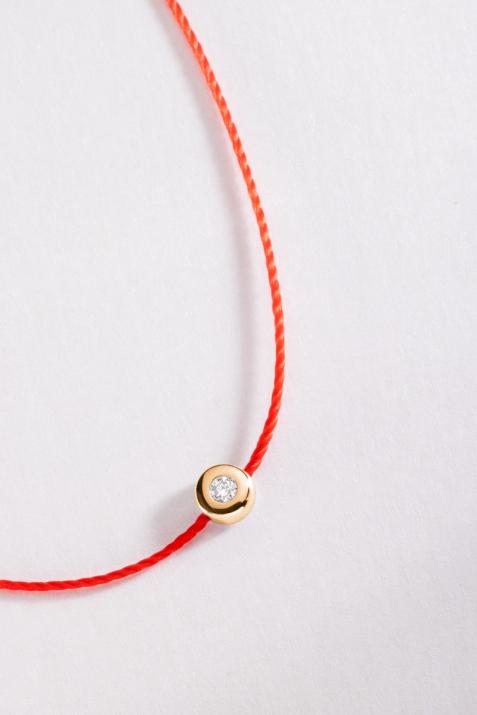 String bracelet with 0.02ct diamond in yellow gold bezel setting - Redline - 0++