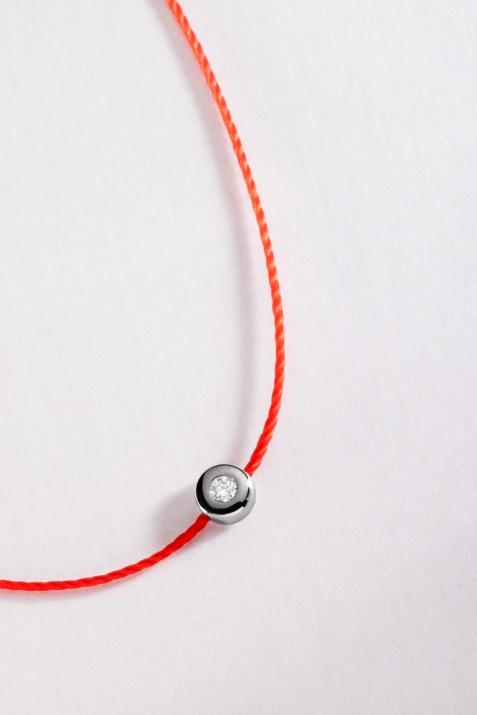 String bracelet with 0.02ct diamond in black gold bezel setting - Redline - 0++