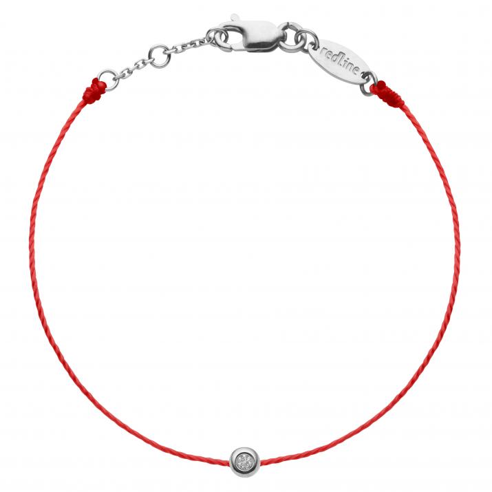 String bracelet with 0.02ct diamond in white gold bezel setting - Redline - 0++