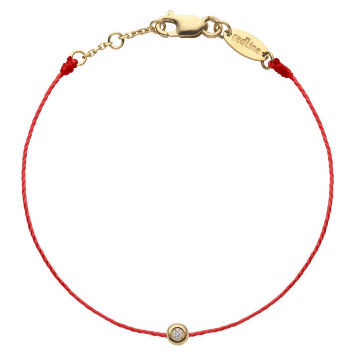 String bracelet with 0.02ct diamond in yellow gold bezel setting - Redline - 0++