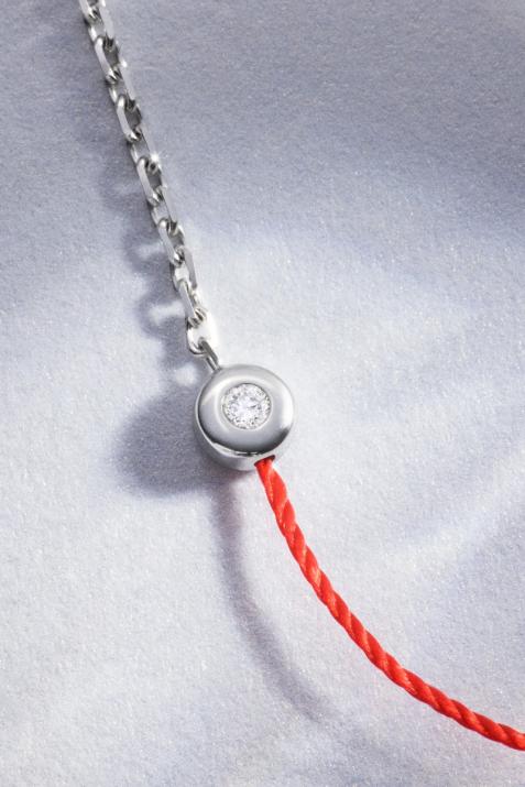 String and chain bracelet with 0.02ct diamond in white gold bezel setting - Redline - 0++