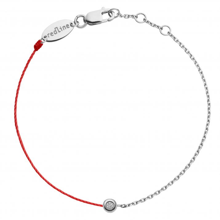 String and chain bracelet with 0.02ct diamond in white gold bezel setting - Redline - 0++