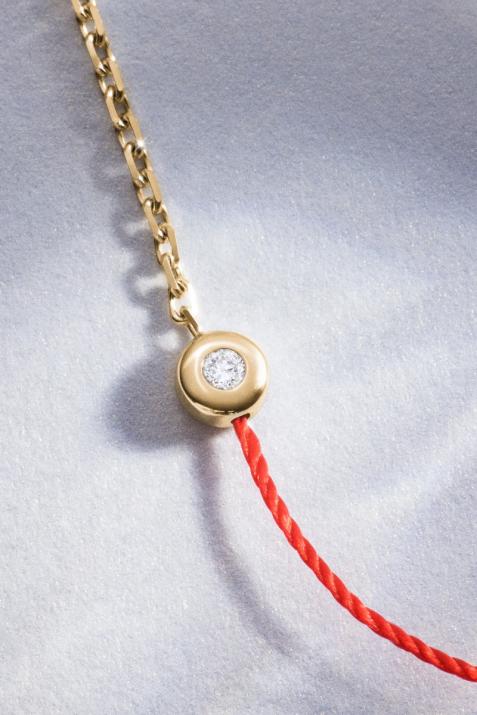 String and chain bracelet with 0.02ct diamond in yellow gold bezel setting - Redline - 0++