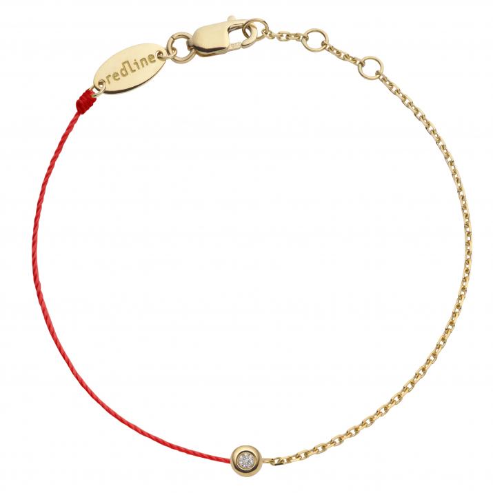 String and chain bracelet with 0.02ct diamond in yellow gold bezel setting - Redline - 0++