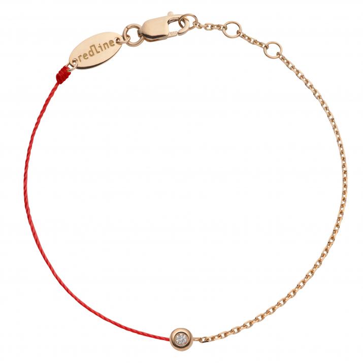 String and chain bracelet with 0.02ct diamond in rose gold bezel setting - Redline - 0++