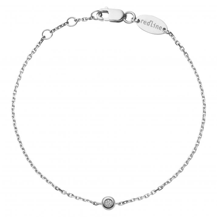Chain bracelet with 0.02ct diamond in white gold bezel setting - Redline - 0++