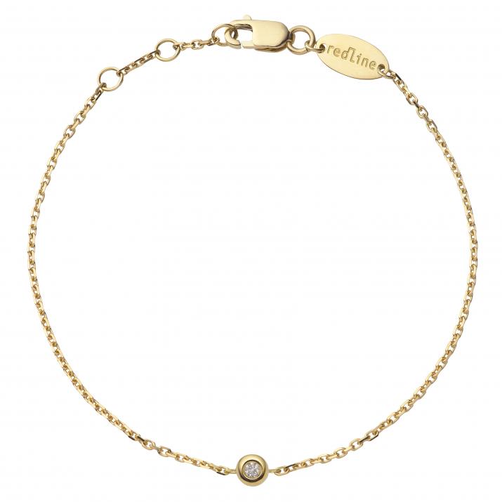 Chain bracelet with 0.02ct diamond in yellow gold bezel setting - Redline - 0++