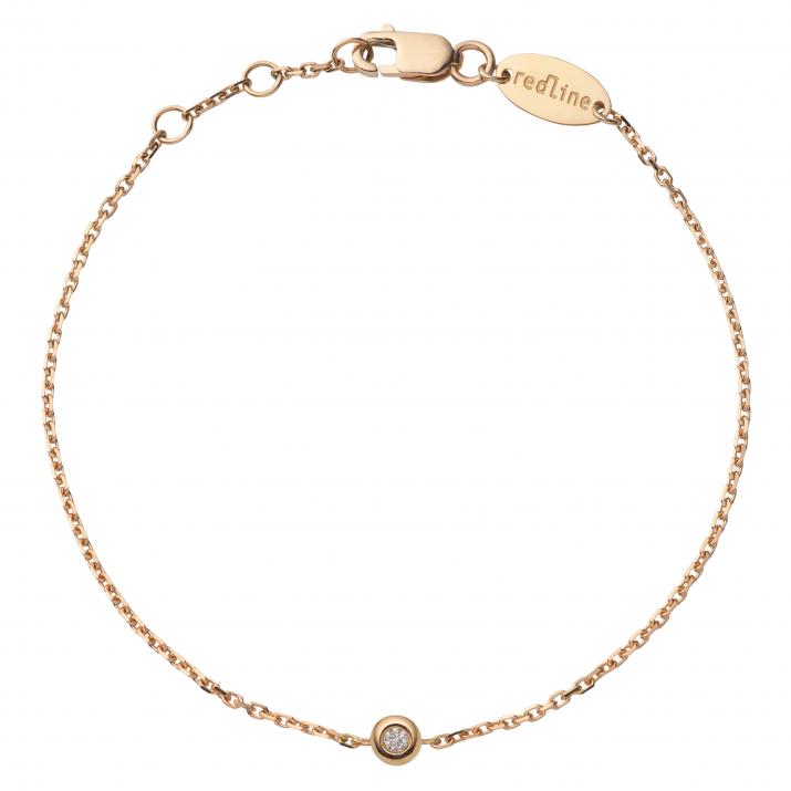 Chain bracelet with 0.02ct diamond in rose gold bezel setting - Redline - 0++