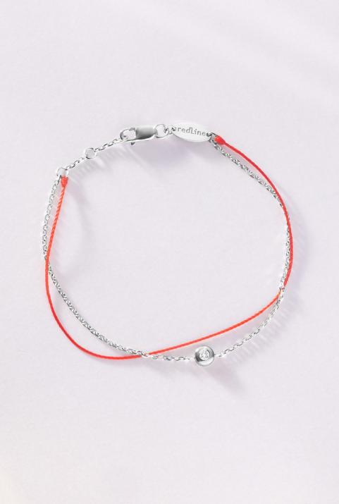 String and chain bracelet with 0.05ct diamond in white gold bezel setting - Redline - 0++