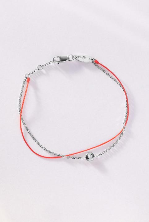 String and chain bracelet with 0.05ct diamond in black gold bezel setting - Redline - 0++