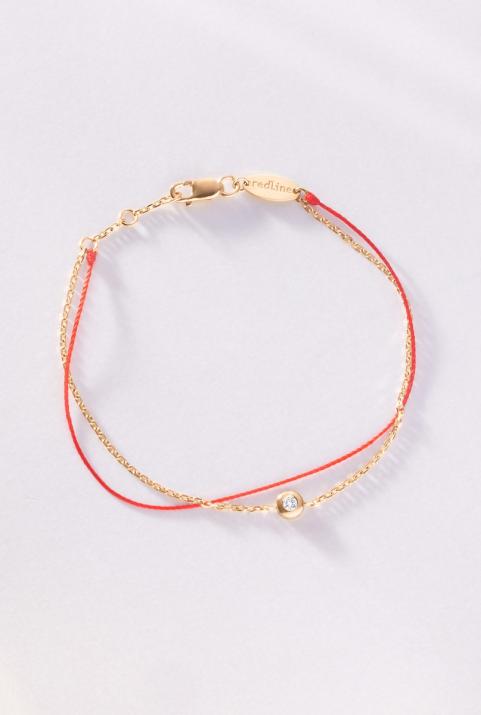 String and chain bracelet with 0.05ct diamond in rose gold bezel setting - Redline - 0++