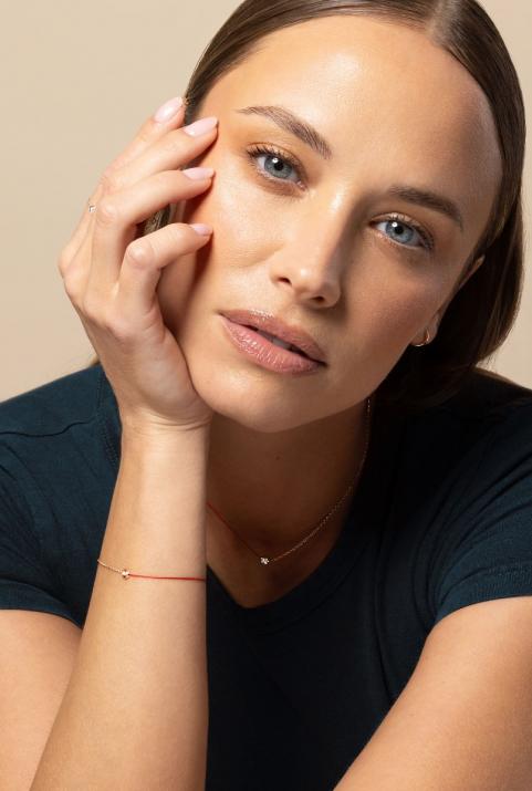 String and chain bracelet with 0.05ct diamond in rose gold bezel setting - Redline - 0++