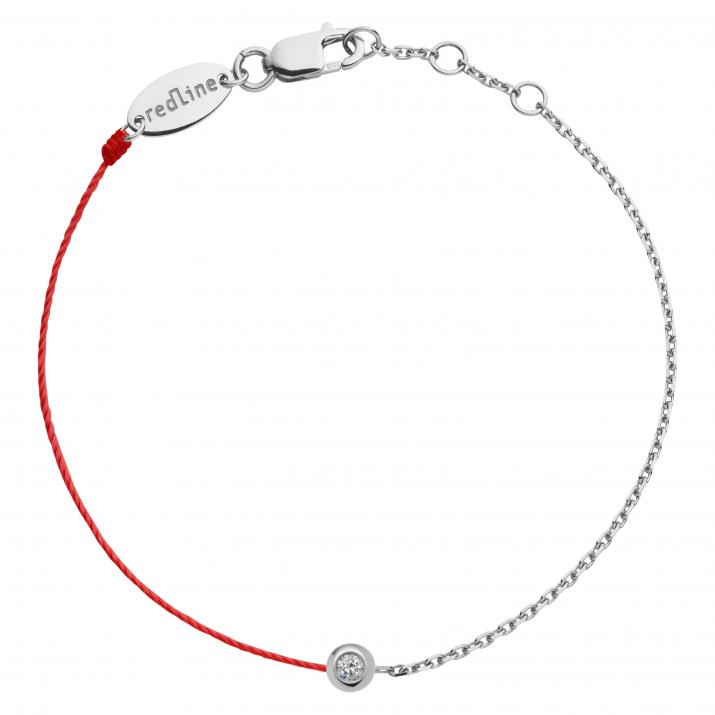 String-Chain Bracelet For Women with 0.05ct Diamond in White Gold Bezel Setting - Redline - 0++
