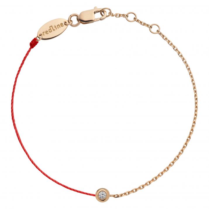 String and chain bracelet with 0.05ct diamond in rose gold bezel setting - Redline - 0++