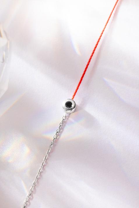 String and chain bracelet with 0.05ct black diamond in white gold bezel setting - Redline - 0++