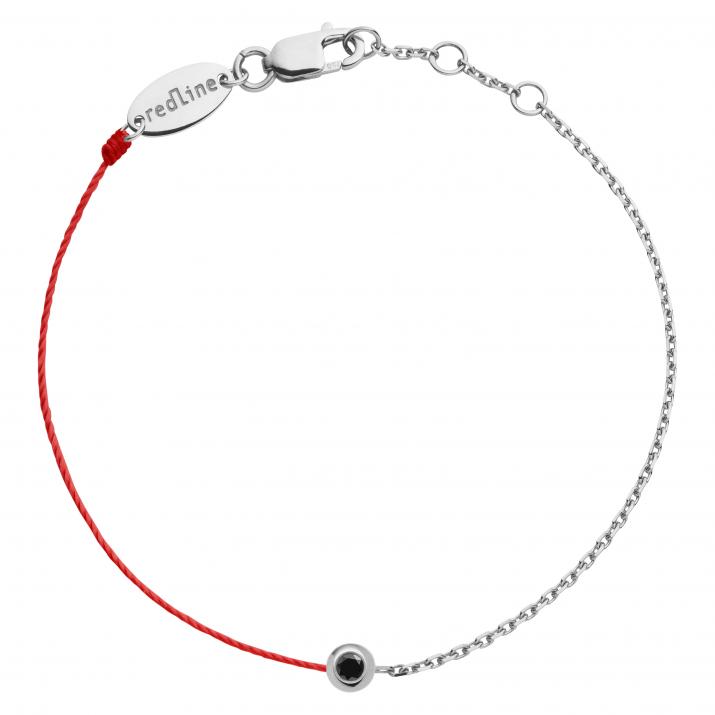 String and chain bracelet with 0.05ct black diamond in white gold bezel setting - Redline - 0++