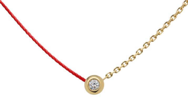 String and chain necklace with 0.05ct diamond in yellow gold bezel setting - Redline
