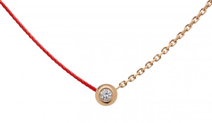 String and chain necklace with 0.05ct diamond in rose gold bezel setting - Redline