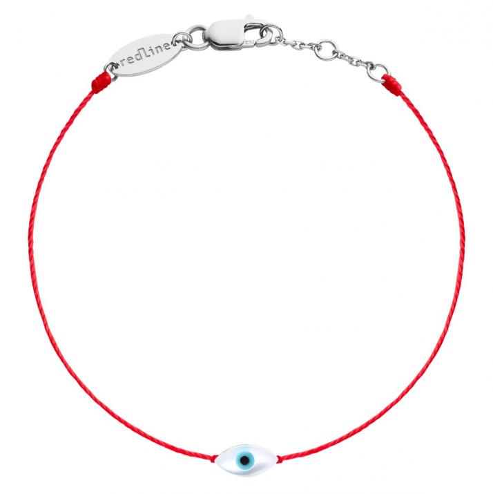 String bracelet with evil eye in white gold - Redline