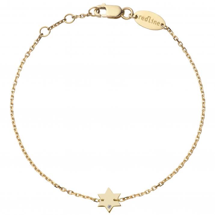 Yellow gold chain bracelet with diamond on a star - Redline