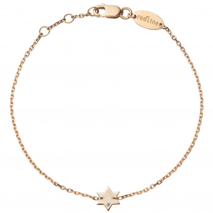 Rose gold chain bracelet with diamond on a star - Redline