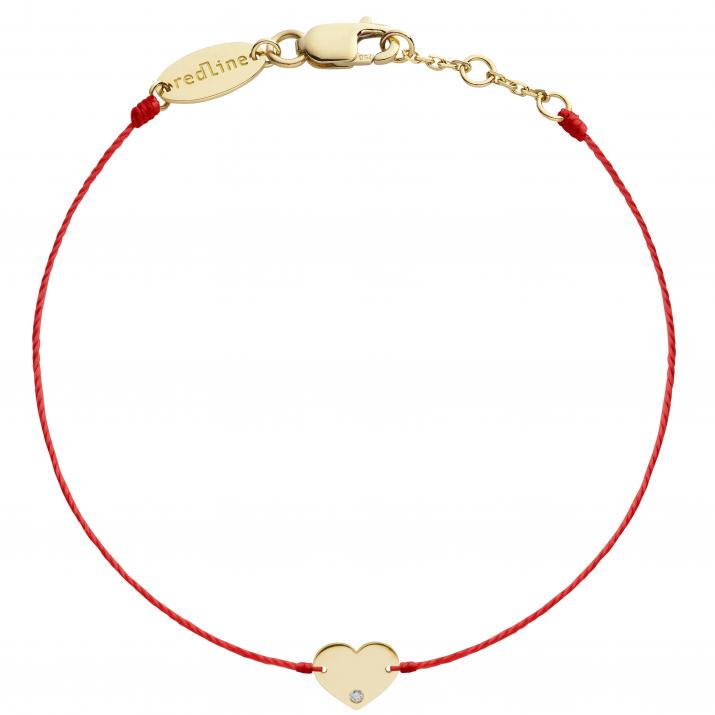 String bracelet with diamond on a heart in yellow gold - Redline - 0++