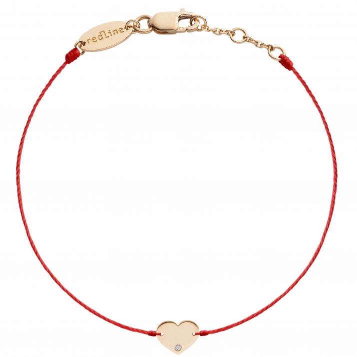 String bracelet with diamond on a heart in rose gold - Redline - 0++