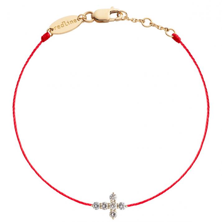 String Bracelet For Women with 0.20ct Round Diamond in Yellow Gold Prong Setting - Redline - 0++