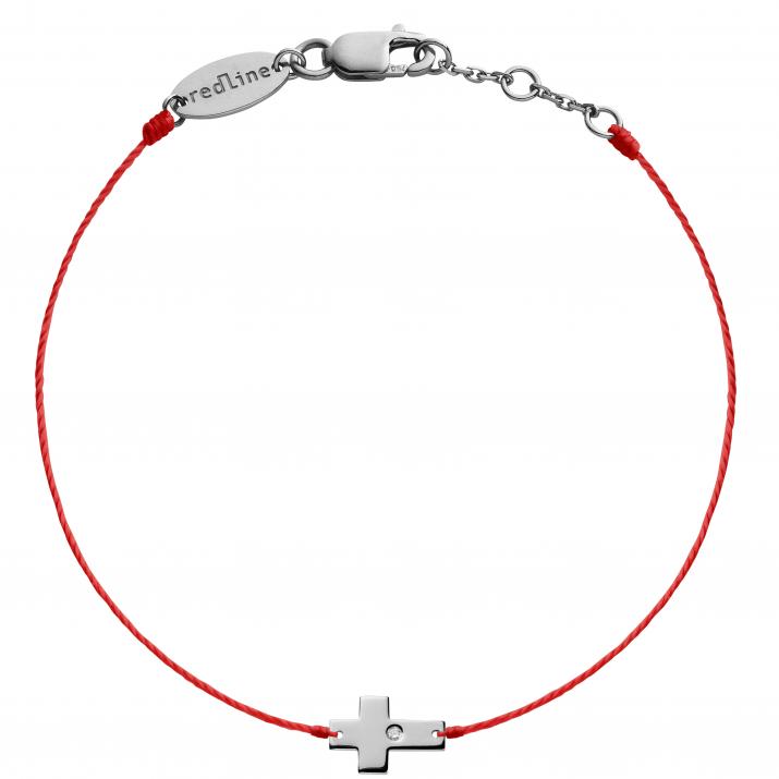 String bracelet with diamond on a cross in black gold - Redline