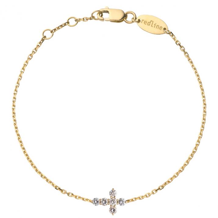 Chain Bracelet For Women with 0.20ct Round Diamond in Yellow Gold Prong Setting - Redline