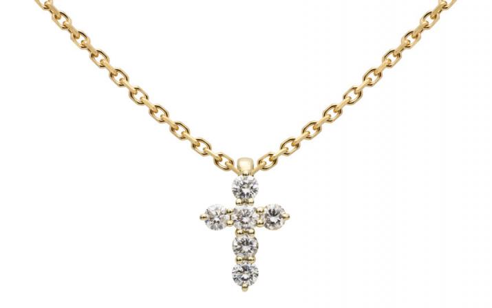 Chain Necklace For Women with 0.20ct Round Diamond in Yellow Gold Prong Setting - Redline