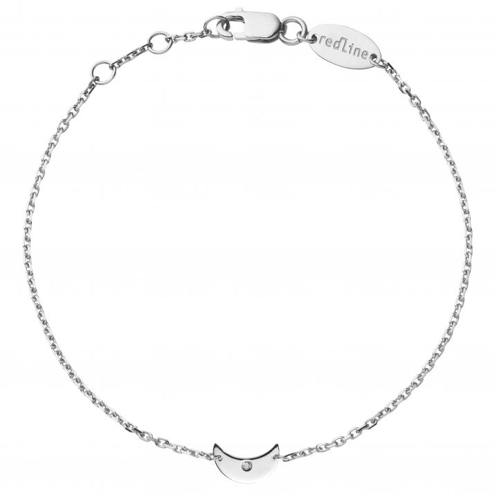 White gold chain bracelet with diamond on a crescent moon - Redline - 0++