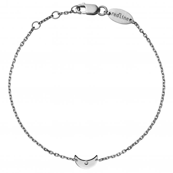 Black gold chain bracelet with diamond on a crescent moon - Redline