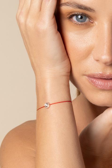 String bracelet with 0.26ct diamonds in rose gold bezel setting - Redline - 0++