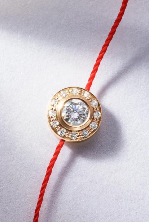 String bracelet with 0.26ct diamonds in rose gold bezel setting - Redline - 0++