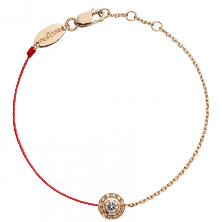 String and chain bracelet with 0.26ct diamonds in rose gold bezel setting - Redline - 0++