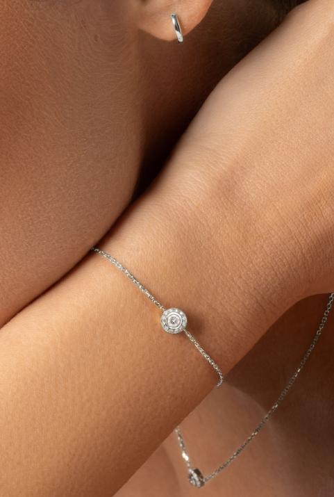 Chain bracelet with 0.26ct diamonds in white gold bezel setting - Redline - 0++