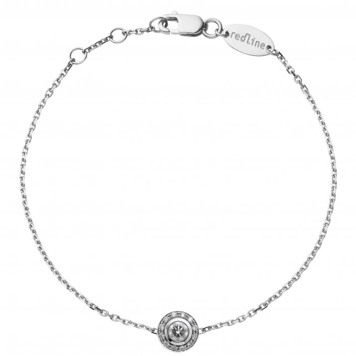 Chain bracelet with 0.26ct diamonds in white gold bezel setting - Redline - 0++