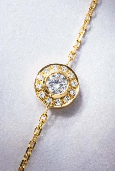 Chain bracelet with 0.26ct diamonds in yellow gold bezel setting - Redline - 0++