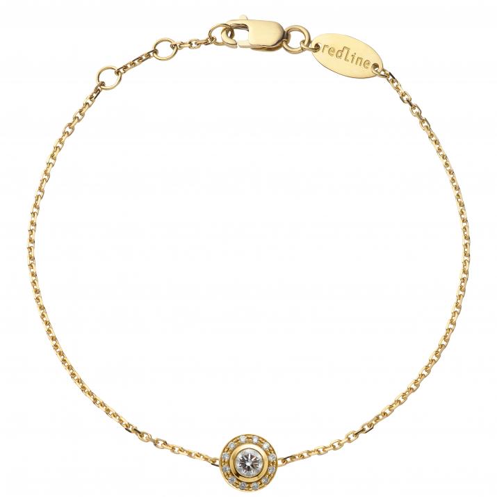 Chain bracelet with 0.26ct diamonds in yellow gold bezel setting - Redline - 0++