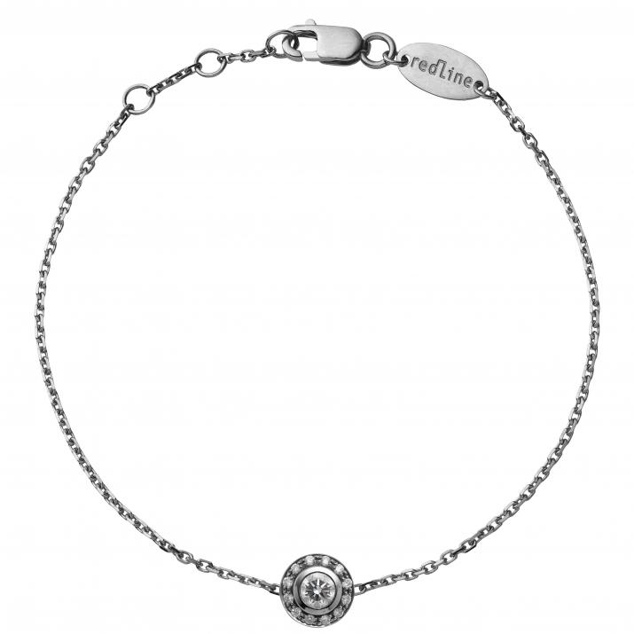 Chain bracelet with 0.26ct diamonds in black gold bezel setting - Redline - 0++