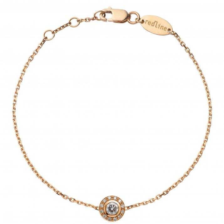 Chain bracelet with 0.26ct diamonds in rose gold bezel setting - Redline - 0++
